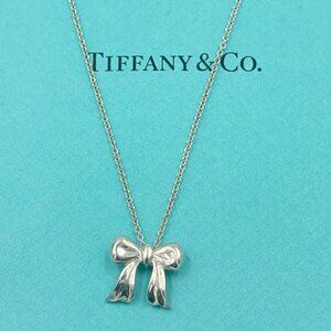Authentic Tiffany & Co Sterling Silver 925 Bow Pendant Necklace